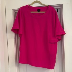 Worthington Pink Flutter Sleeve Boxy Tee